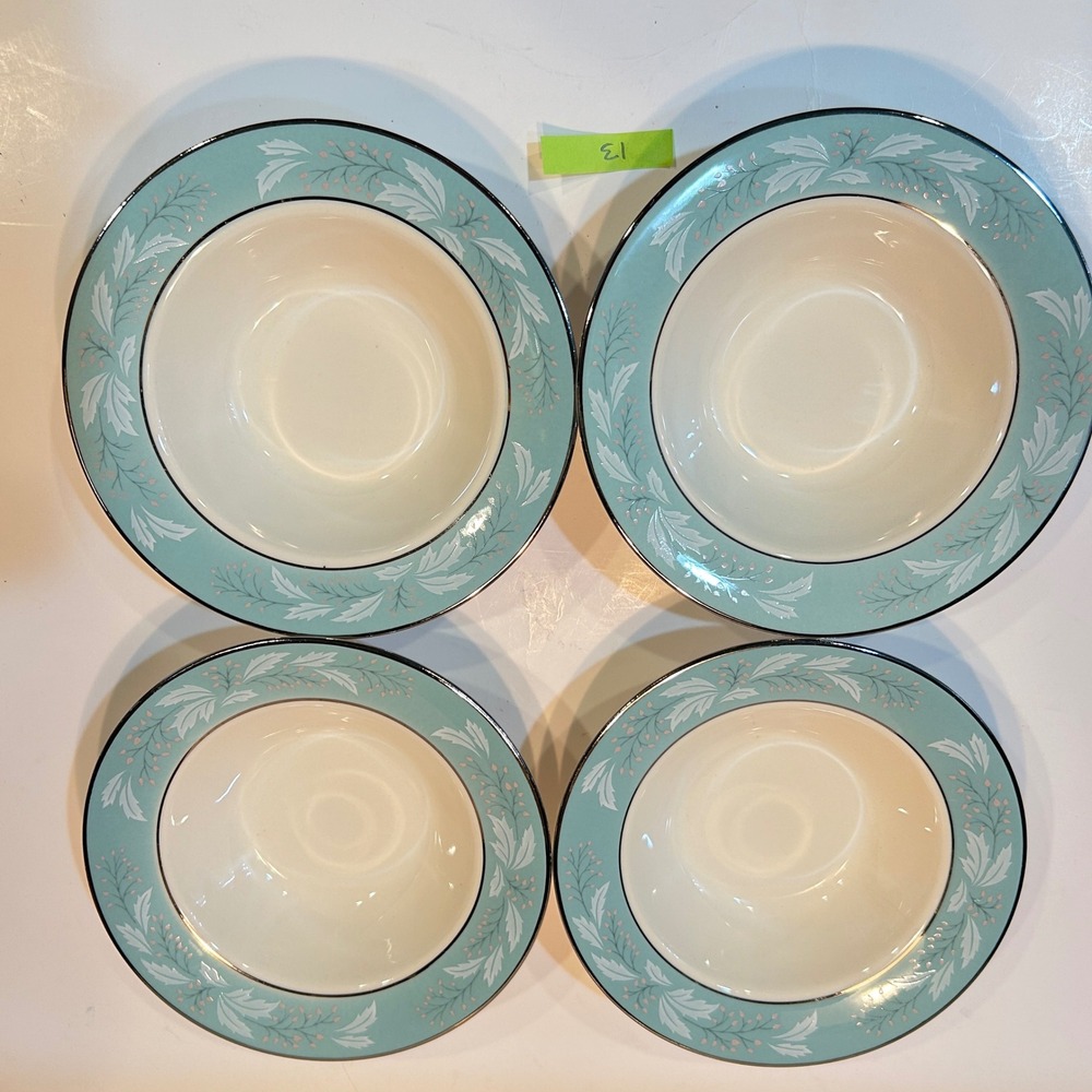 Homer Laughlin Cavalier Eggshell Blue White Pink Berry 6in Bowls Set of 4 1950s